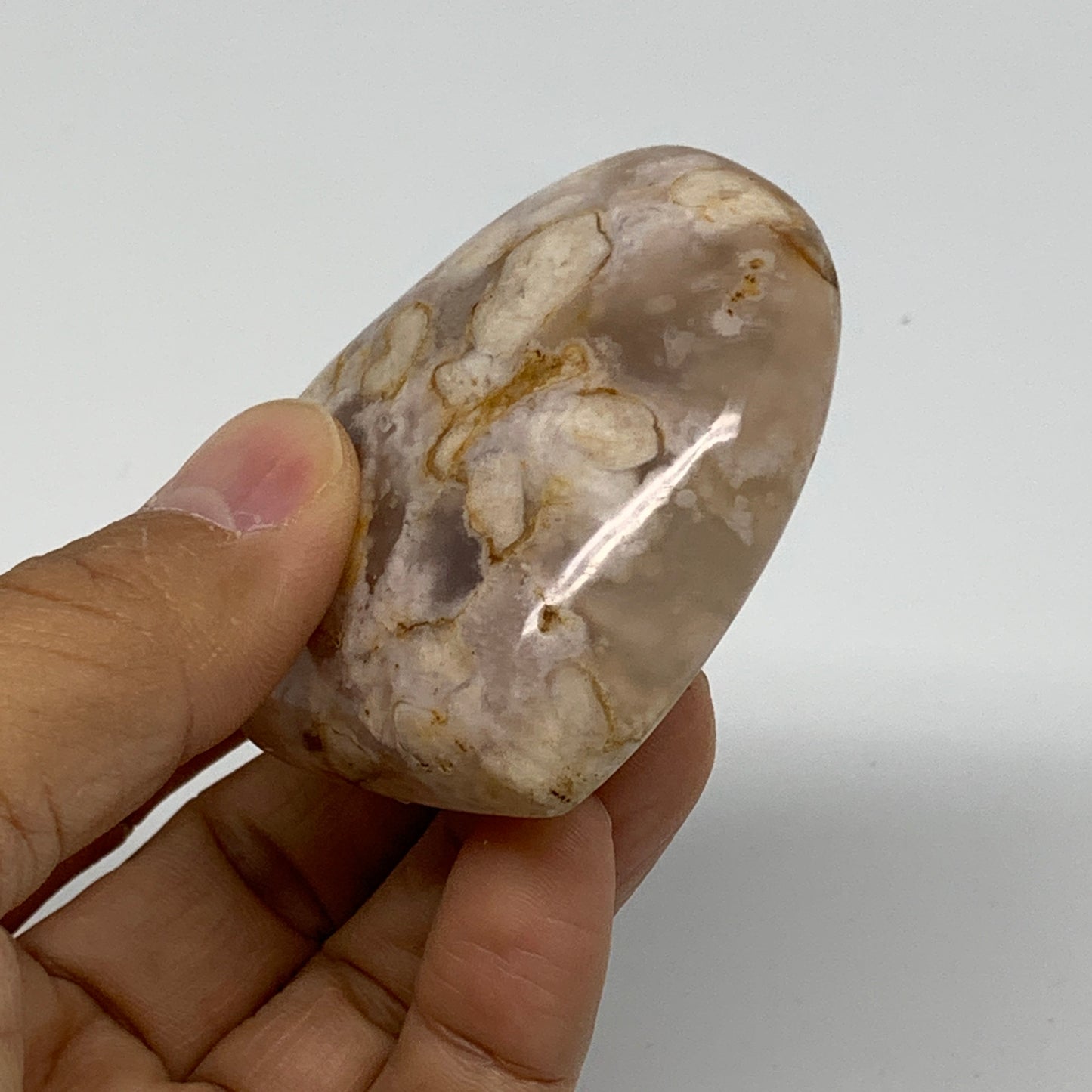 0.25 lbs, 2.1"x2.4"x1", Cherry Blossom Flower Agate Heart Crystal, B37160