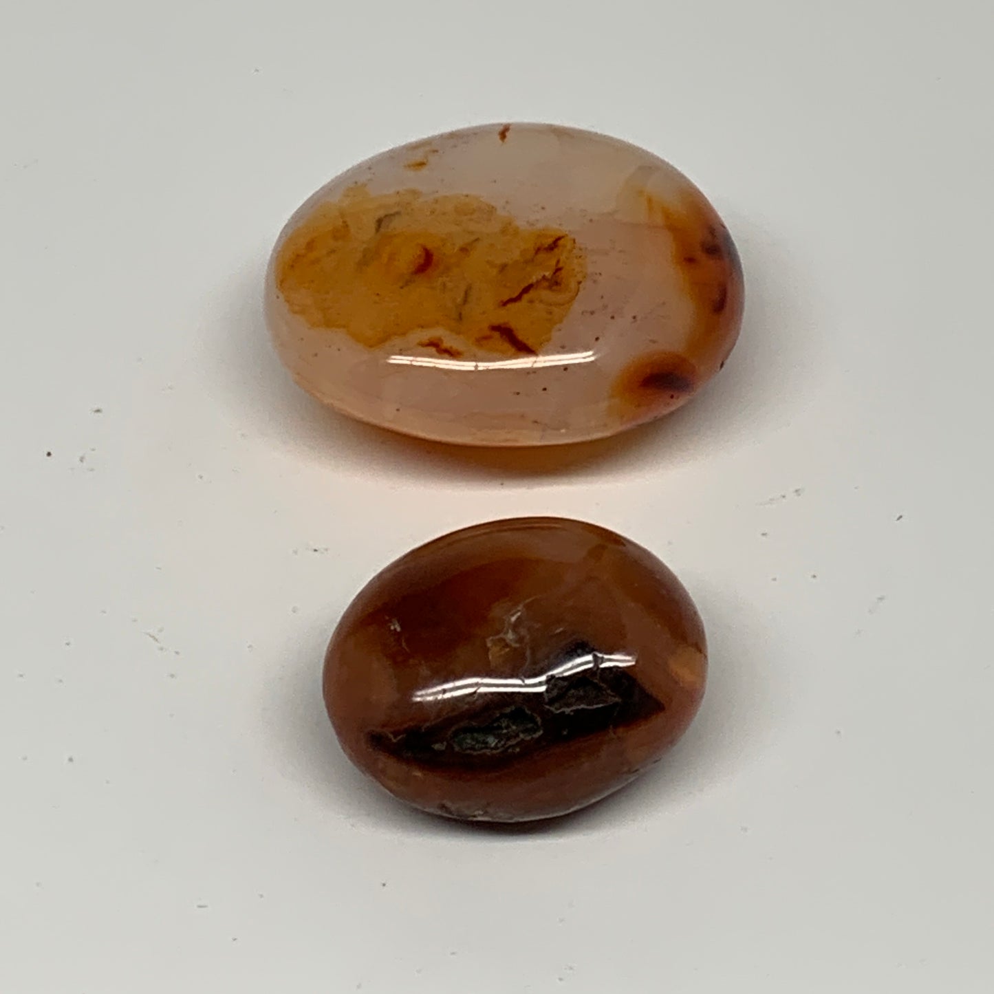 105.3g,1.4"-2", 2pcs, Small Red Carnelian Palm-Stone Gem Crystal Polished,B28474