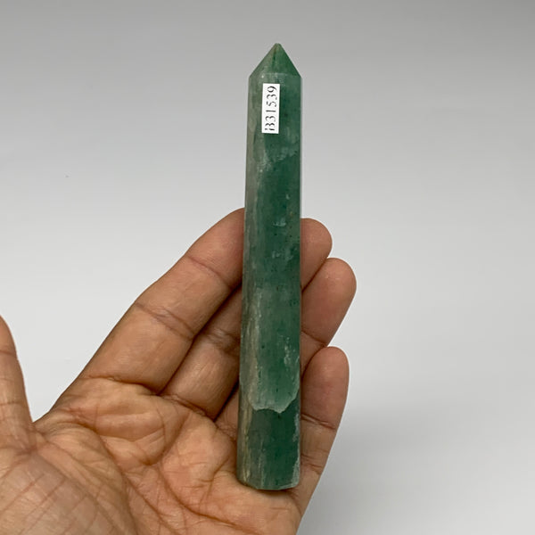 63.3g, 4.7"x0.7", Green Aventurine Tower Obelisk Point Crystal @India,B31539