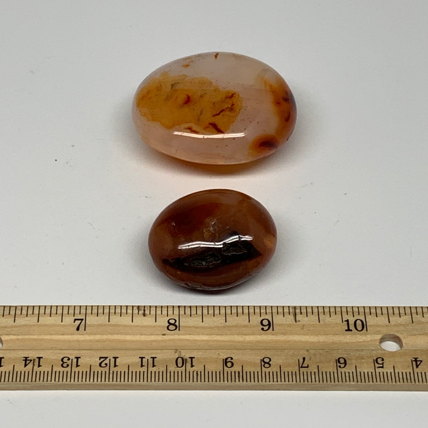 105.3g,1.4"-2", 2pcs, Small Red Carnelian Palm-Stone Gem Crystal Polished,B28474