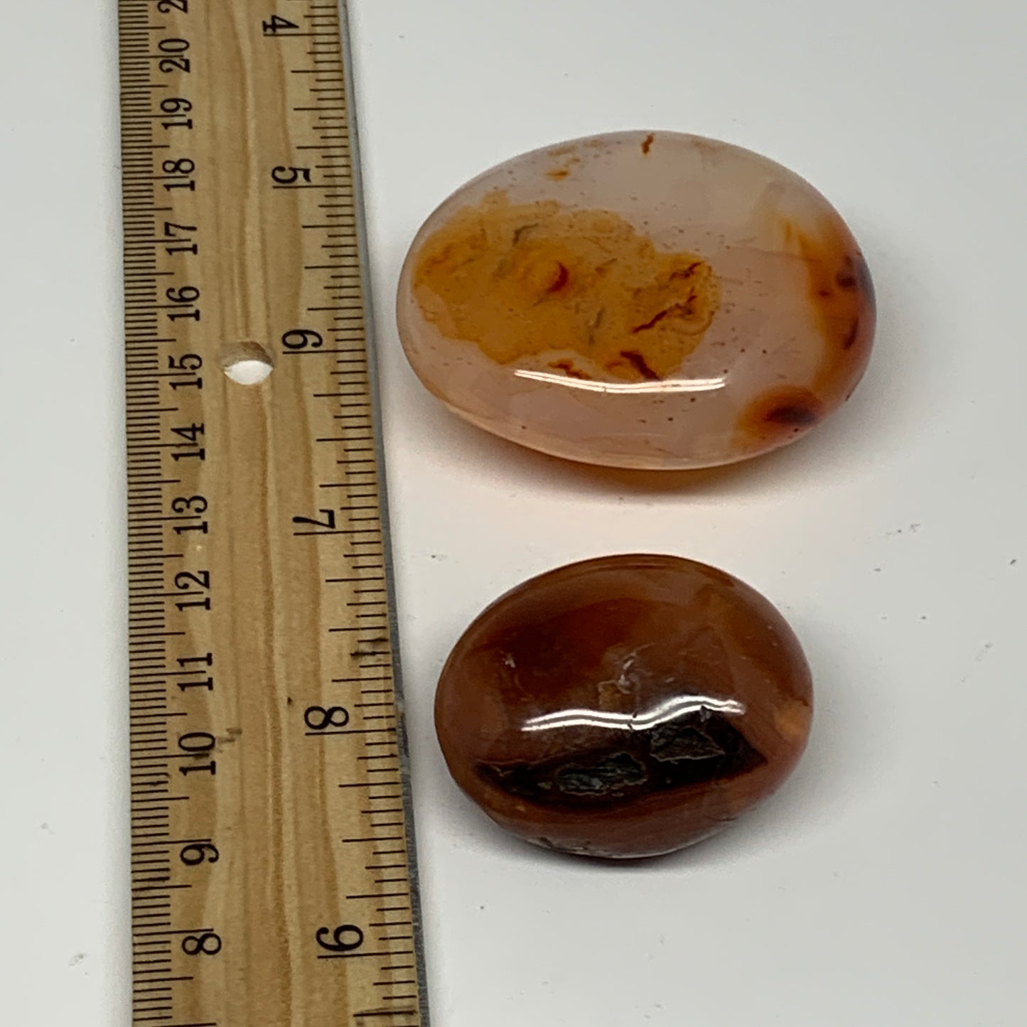 105.3g,1.4"-2", 2pcs, Small Red Carnelian Palm-Stone Gem Crystal Polished,B28474