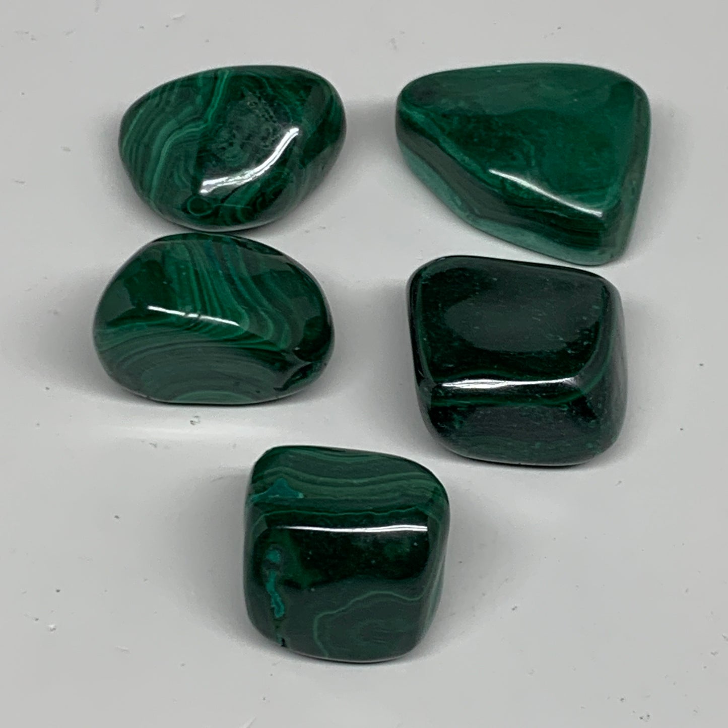 196.6g, 1.1"-1.6", 5pcs, Natural Malachite Tumbled Polished Gemstone, B32848