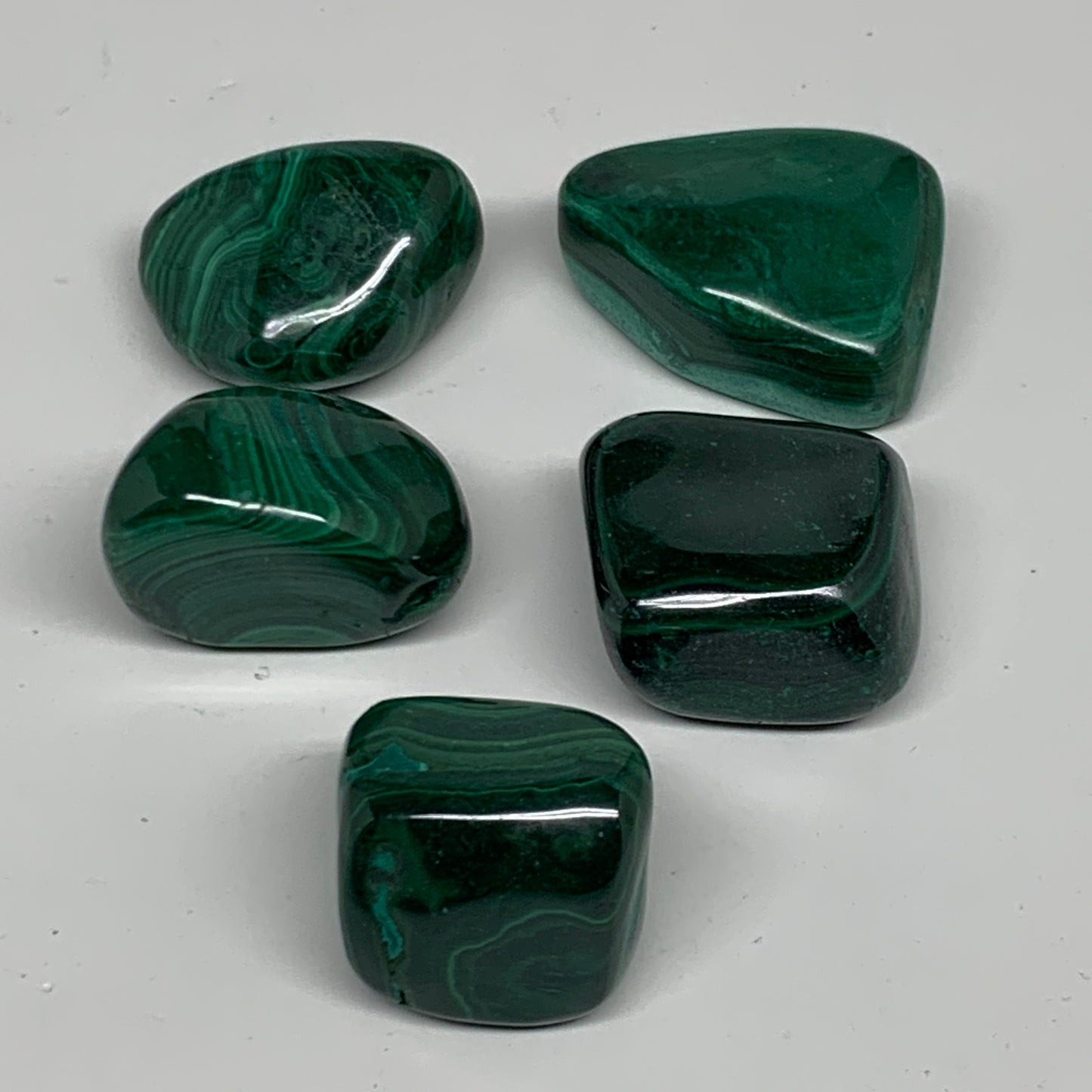 196.6g, 1.1"-1.6", 5pcs, Natural Malachite Tumbled Polished Gemstone, B32848