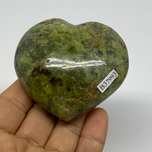 0.33 lbs, 2.4"x2.7"x1.2", Green Opal Heart Polished Gemstone Crystal, B37993