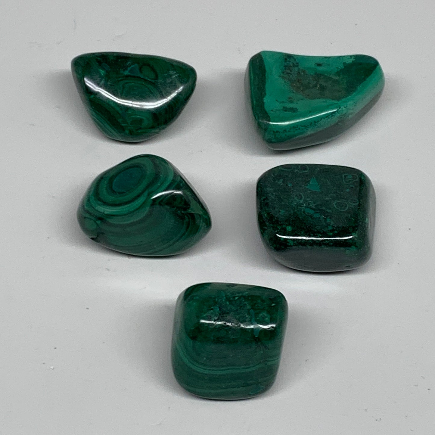 196.6g, 1.1"-1.6", 5pcs, Natural Malachite Tumbled Polished Gemstone, B32848