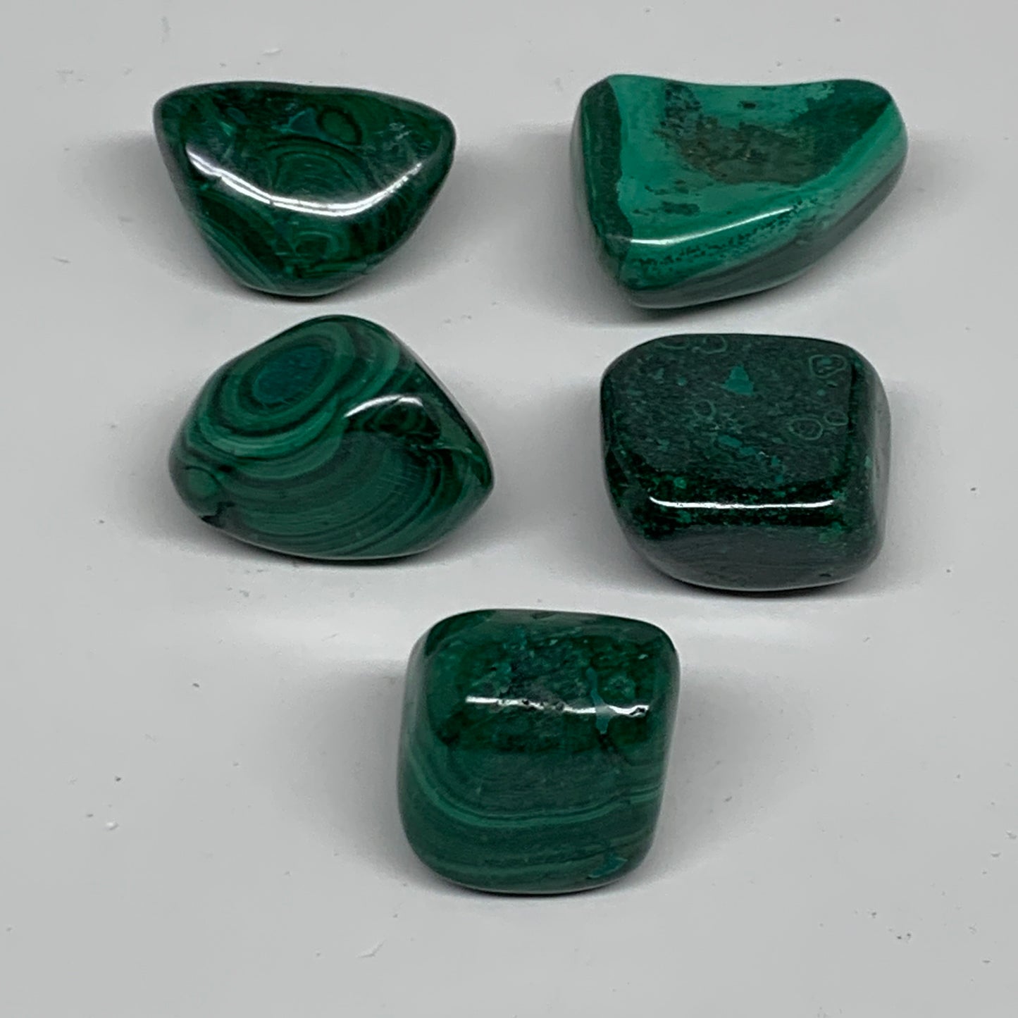 196.6g, 1.1"-1.6", 5pcs, Natural Malachite Tumbled Polished Gemstone, B32848