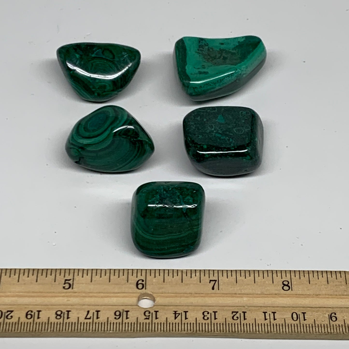 196.6g, 1.1"-1.6", 5pcs, Natural Malachite Tumbled Polished Gemstone, B32848