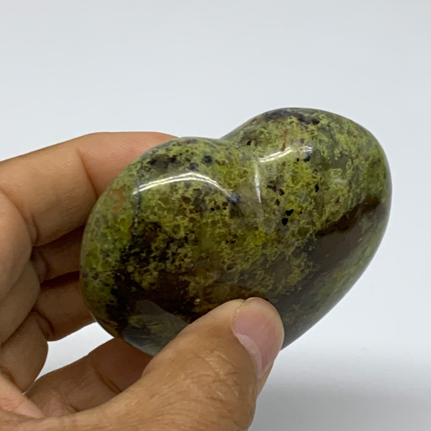 0.33 lbs, 2.4"x2.7"x1.2", Green Opal Heart Polished Gemstone Crystal, B37993