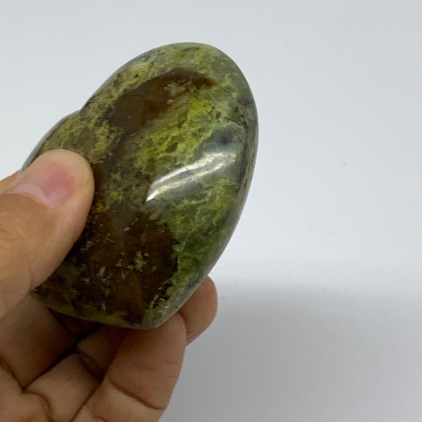 0.33 lbs, 2.4"x2.7"x1.2", Green Opal Heart Polished Gemstone Crystal, B37993