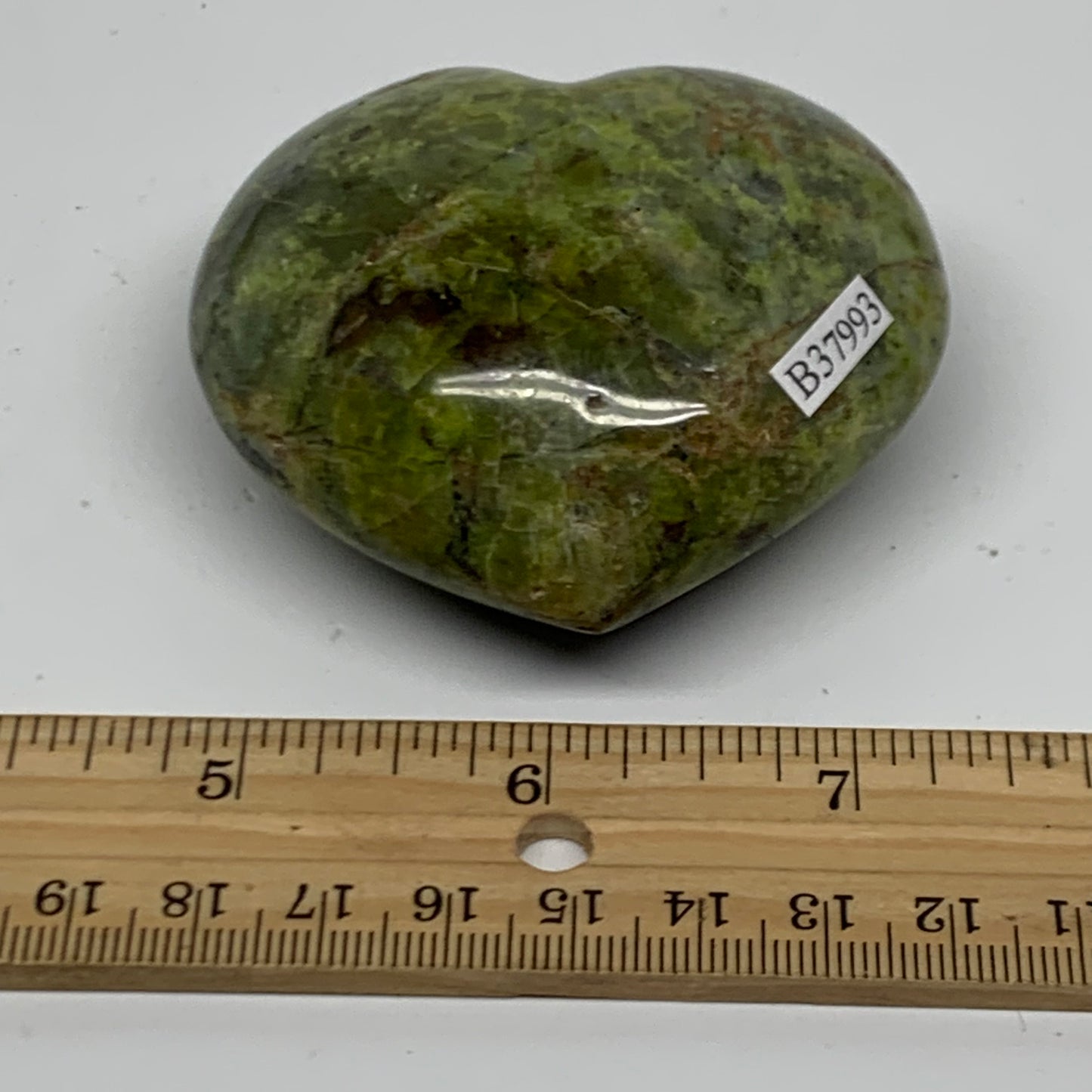 0.33 lbs, 2.4"x2.7"x1.2", Green Opal Heart Polished Gemstone Crystal, B37993