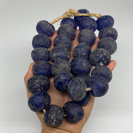 2 lbs, 20mm-26mm, 1 Strand, 28 beads, Blue Sea Glass Beads, B35661