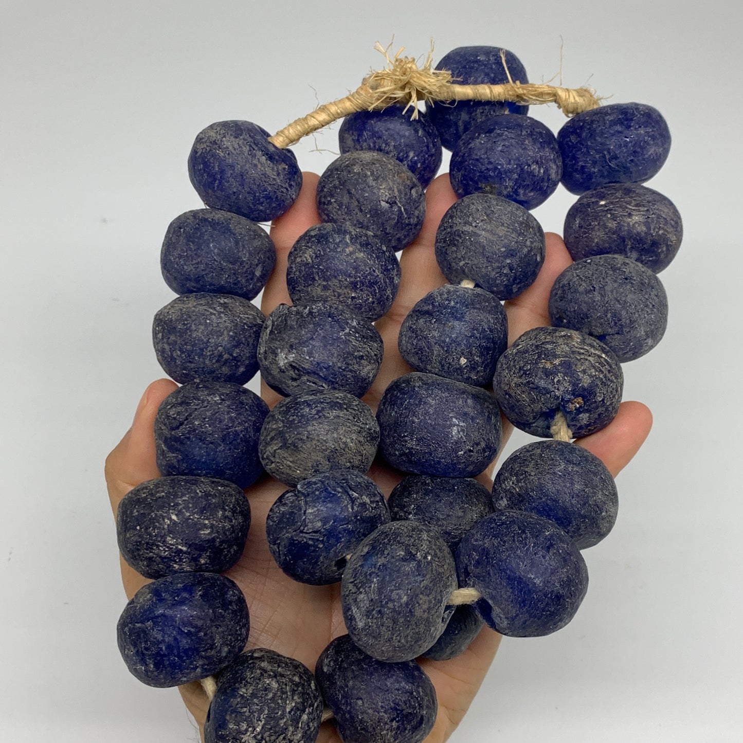 2 lbs, 20mm-26mm, 1 Strand, 28 beads, Blue Sea Glass Beads, B35661