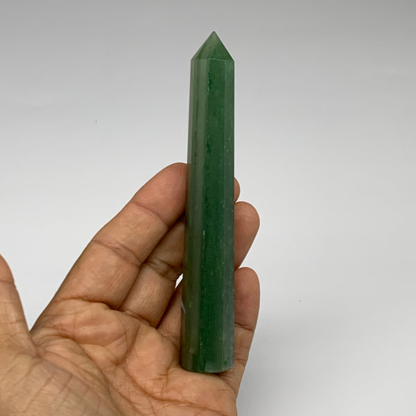 64.6g, 4.7"x0.7", Green Aventurine Tower Obelisk Point Crystal @India,B31540