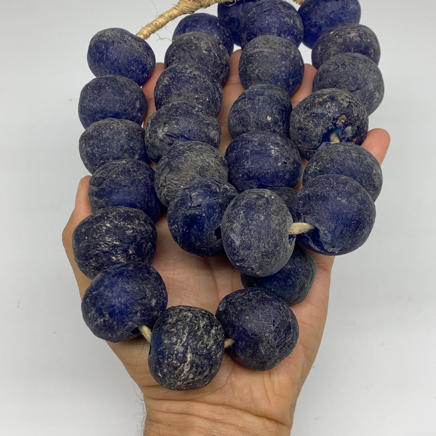 2 lbs, 20mm-26mm, 1 Strand, 28 beads, Blue Sea Glass Beads, B35661