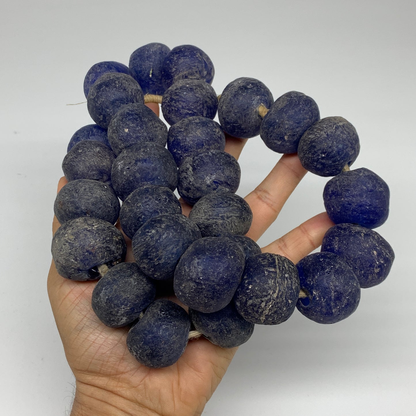 2 lbs, 20mm-26mm, 1 Strand, 28 beads, Blue Sea Glass Beads, B35661