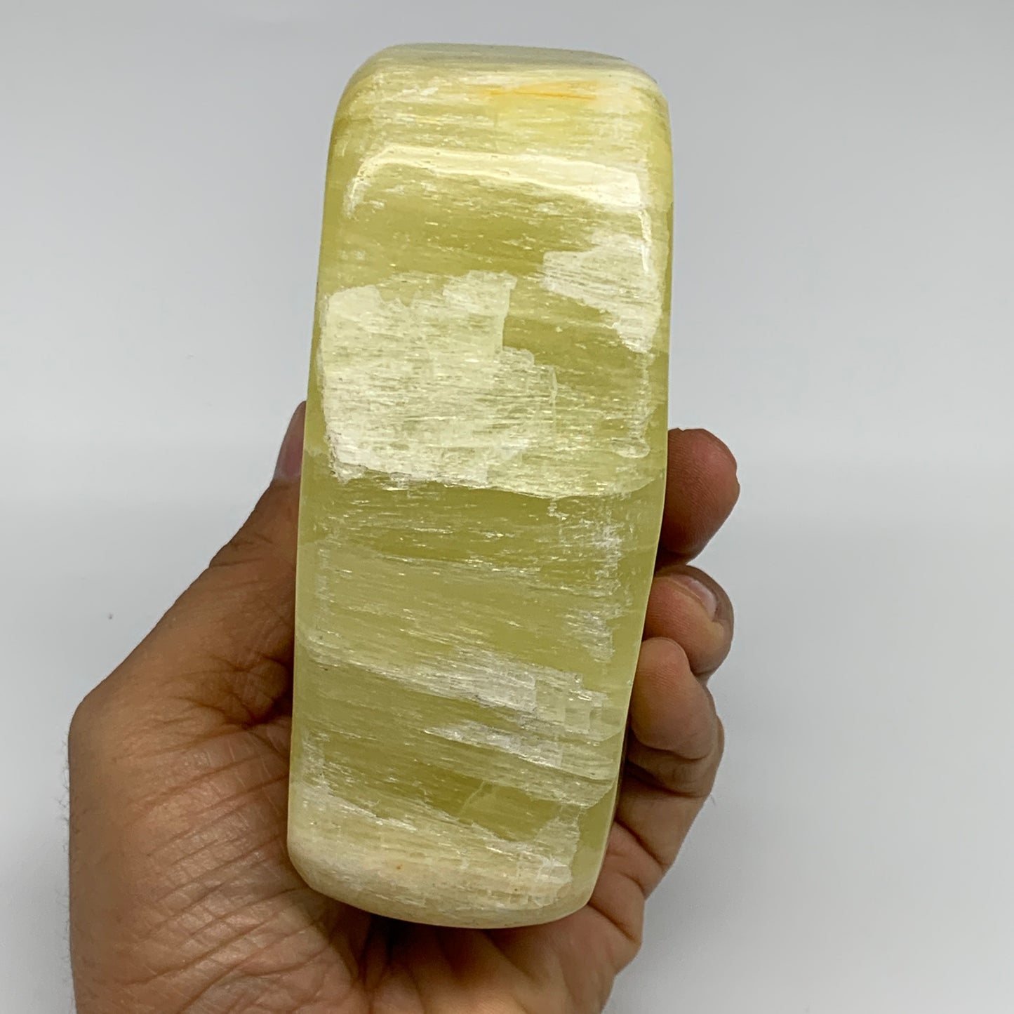 1.88 lbs, 4.5"x2.5"x1.8", Natural Lemon Calcite Freeform Polished @Pakistan, B30
