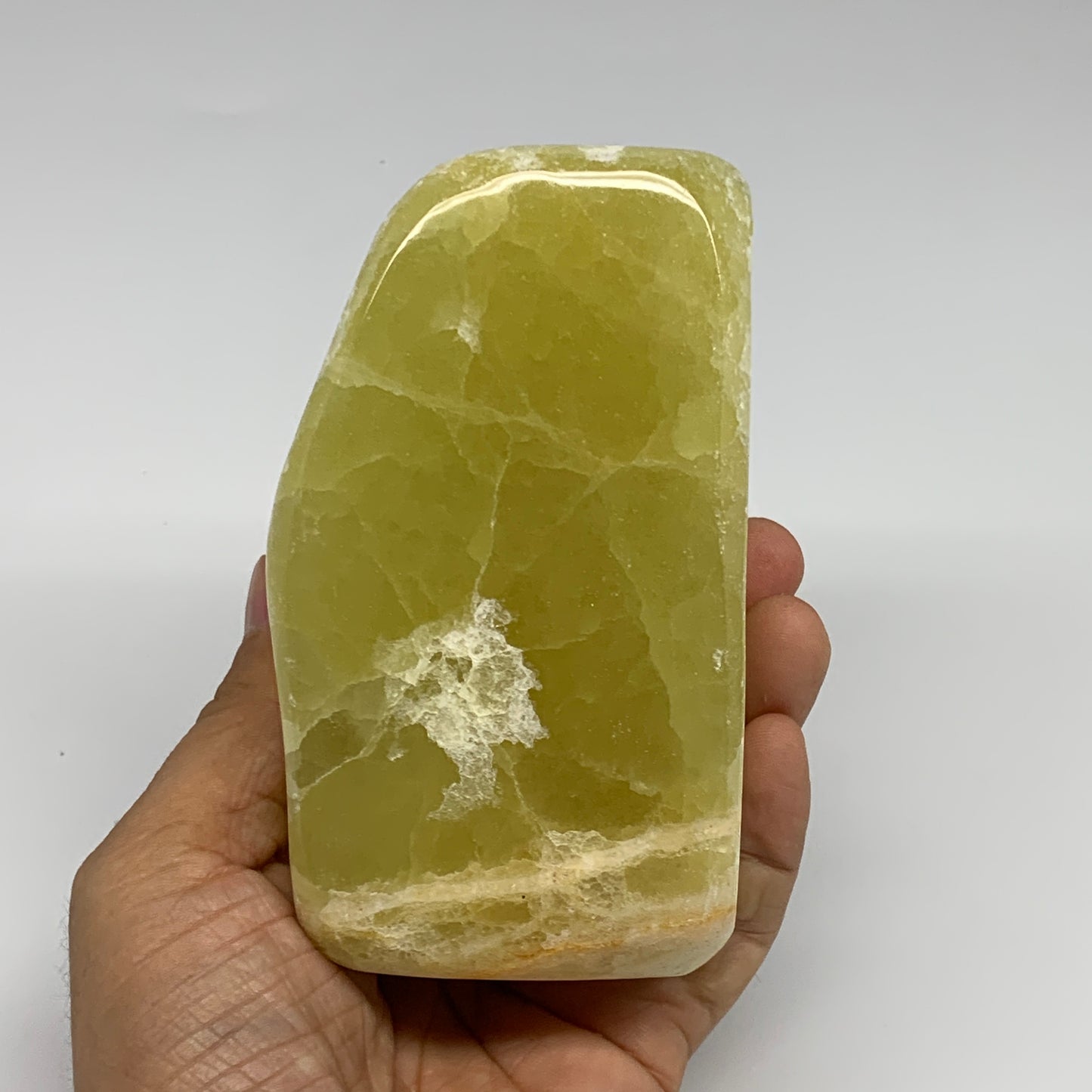1.88 lbs, 4.5"x2.5"x1.8", Natural Lemon Calcite Freeform Polished @Pakistan, B30