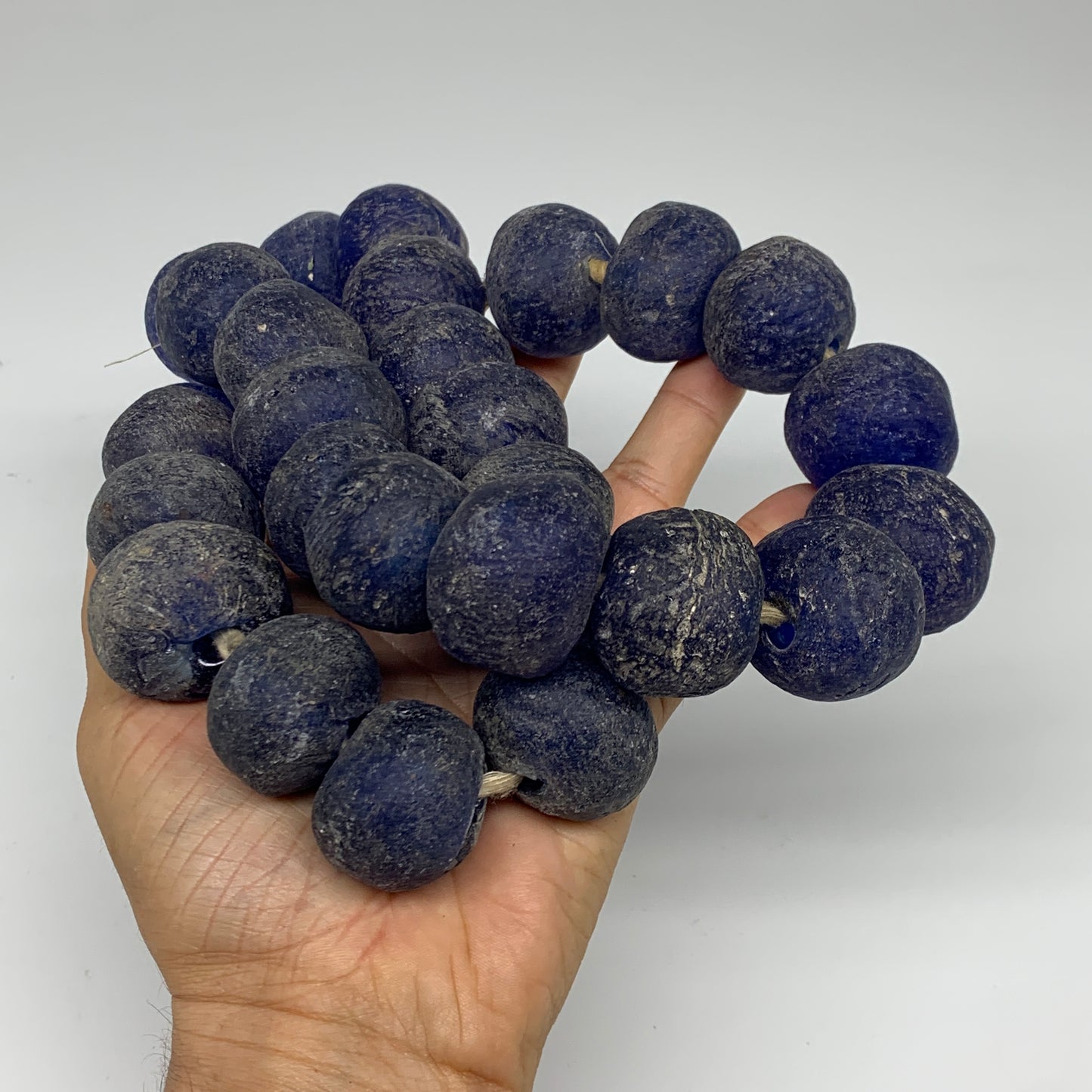 2 lbs, 20mm-26mm, 1 Strand, 28 beads, Blue Sea Glass Beads, B35661