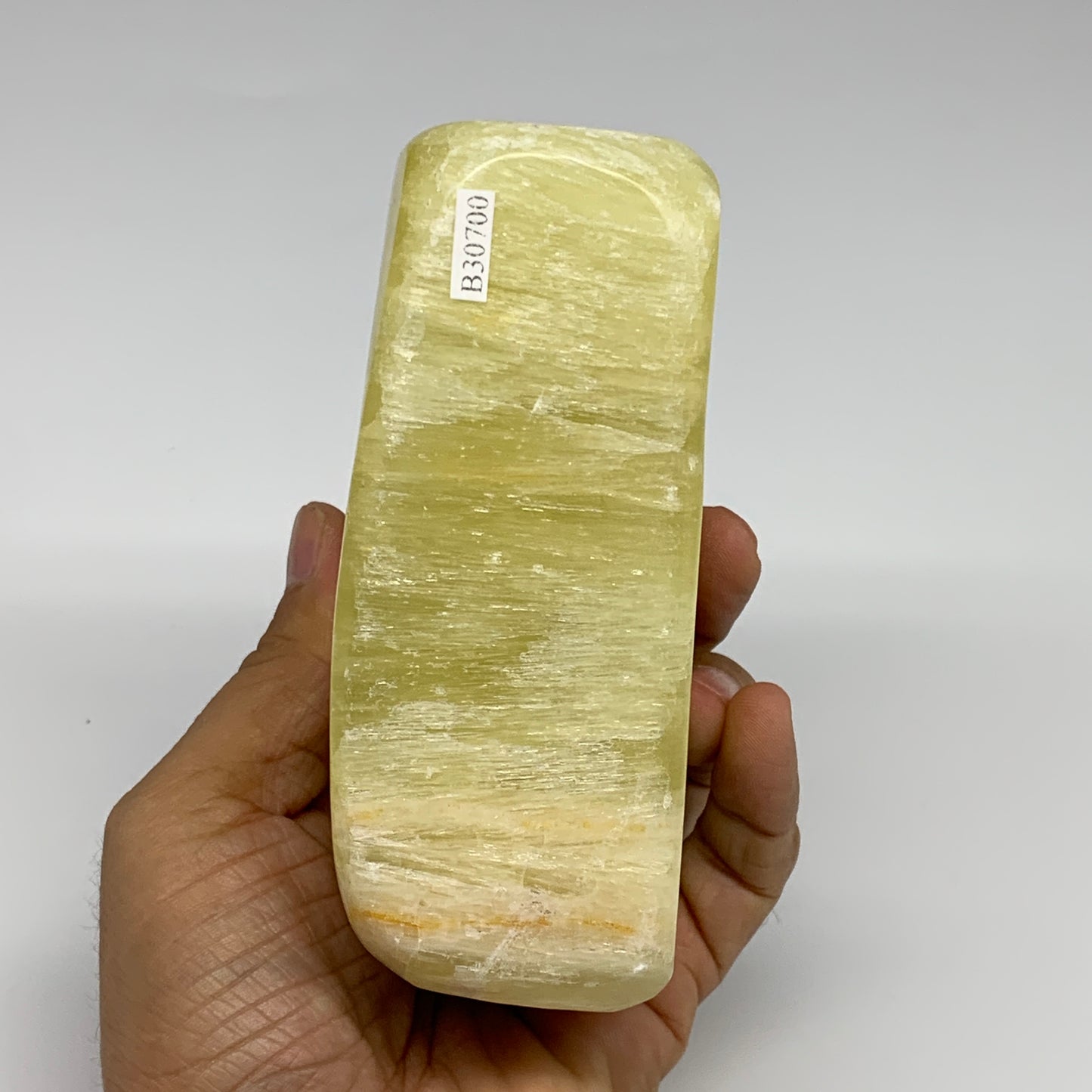 1.88 lbs, 4.5"x2.5"x1.8", Natural Lemon Calcite Freeform Polished @Pakistan, B30