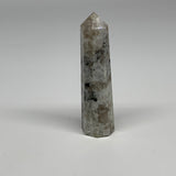92.5g, 3.8"x1", Rainbow Moonstone Tower Obelisk Point Crystal @India, B29258