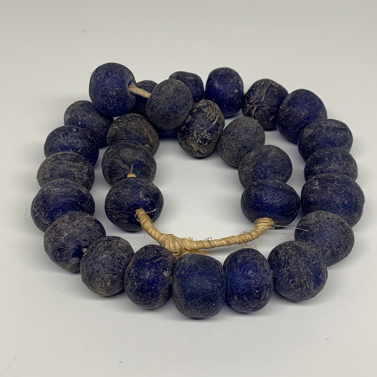 2 lbs, 20mm-26mm, 1 Strand, 28 beads, Blue Sea Glass Beads, B35661