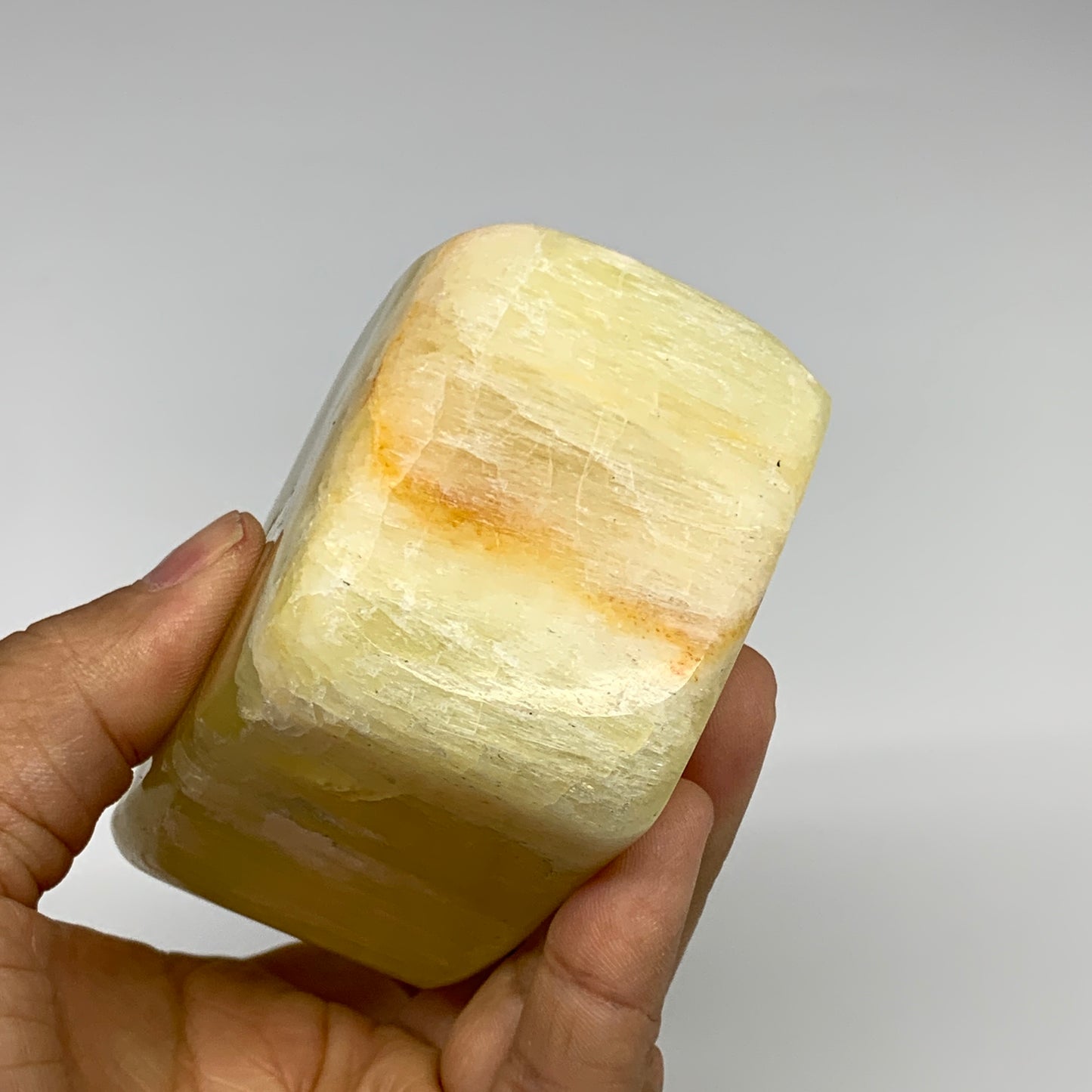 1.88 lbs, 4.5"x2.5"x1.8", Natural Lemon Calcite Freeform Polished @Pakistan, B30