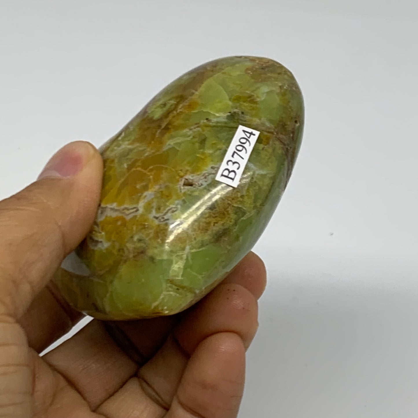 0.41 lbs, 2.7"x3"x1.5", Green Opal Heart Polished Gemstone Crystal, B37994