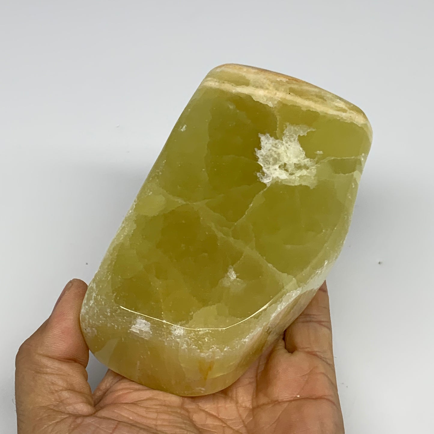 1.88 lbs, 4.5"x2.5"x1.8", Natural Lemon Calcite Freeform Polished @Pakistan, B30