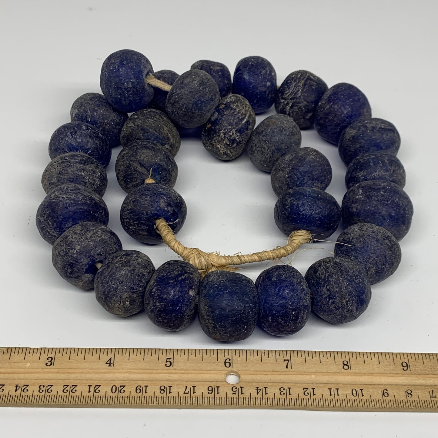 2 lbs, 20mm-26mm, 1 Strand, 28 beads, Blue Sea Glass Beads, B35661