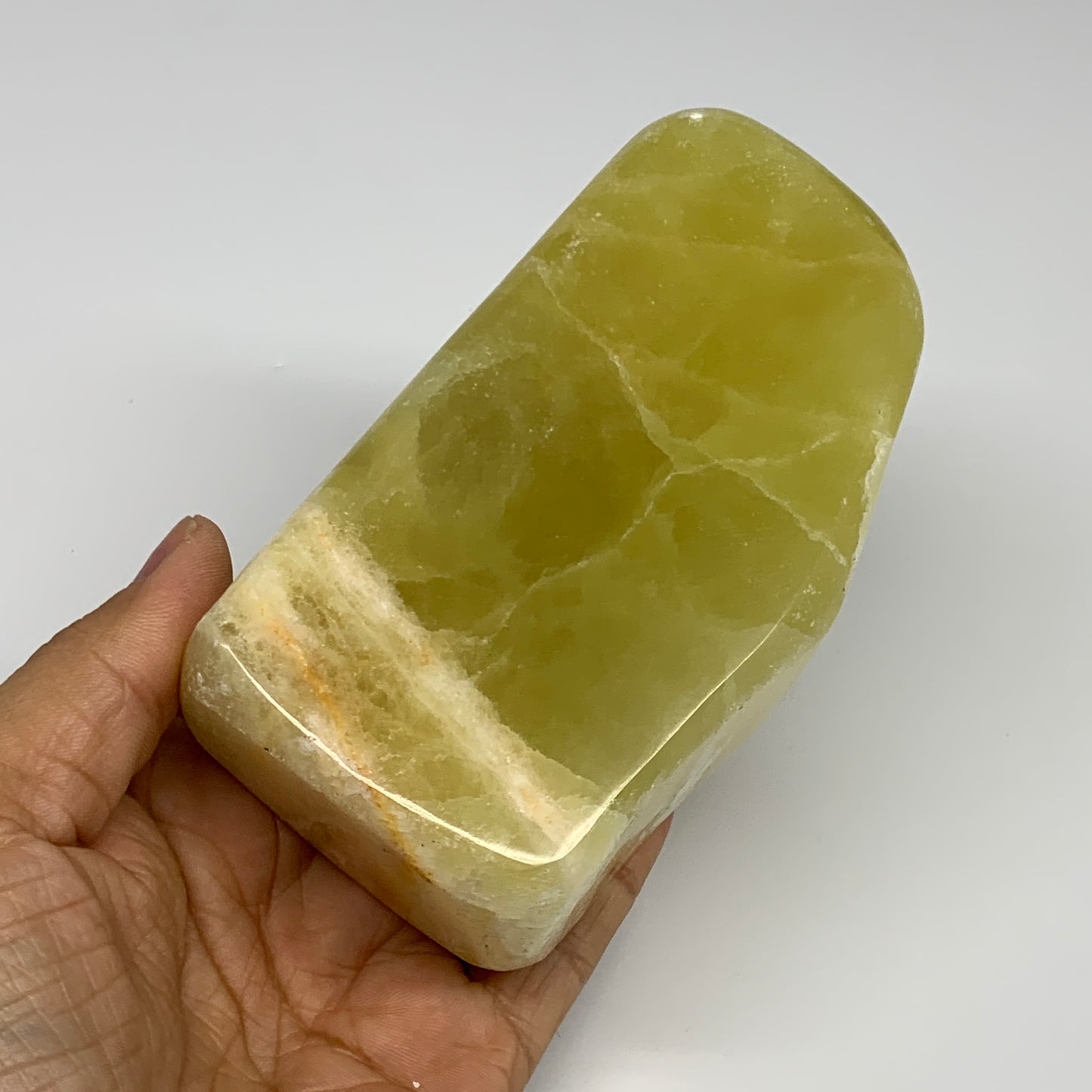 1.88 lbs, 4.5"x2.5"x1.8", Natural Lemon Calcite Freeform Polished @Pakistan, B30