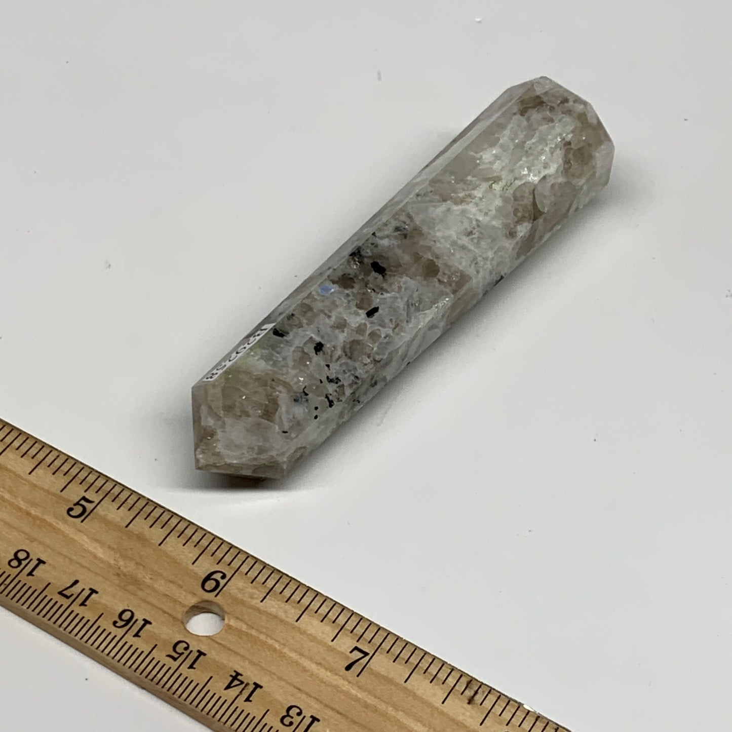 92.5g, 3.8"x1", Rainbow Moonstone Tower Obelisk Point Crystal @India, B29258