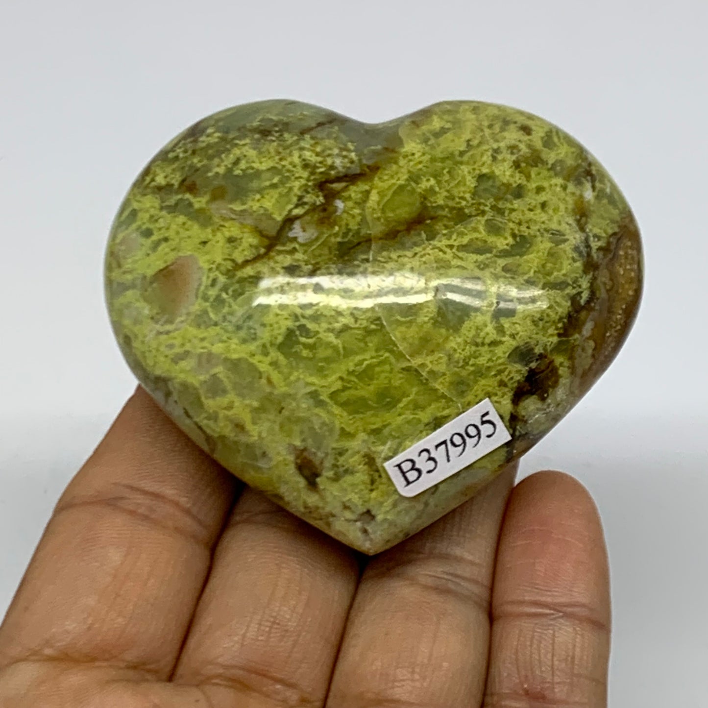 0.24 lbs, 2.3"x2.6"x1.2", Green Opal Heart Polished Gemstone Crystal, B37995