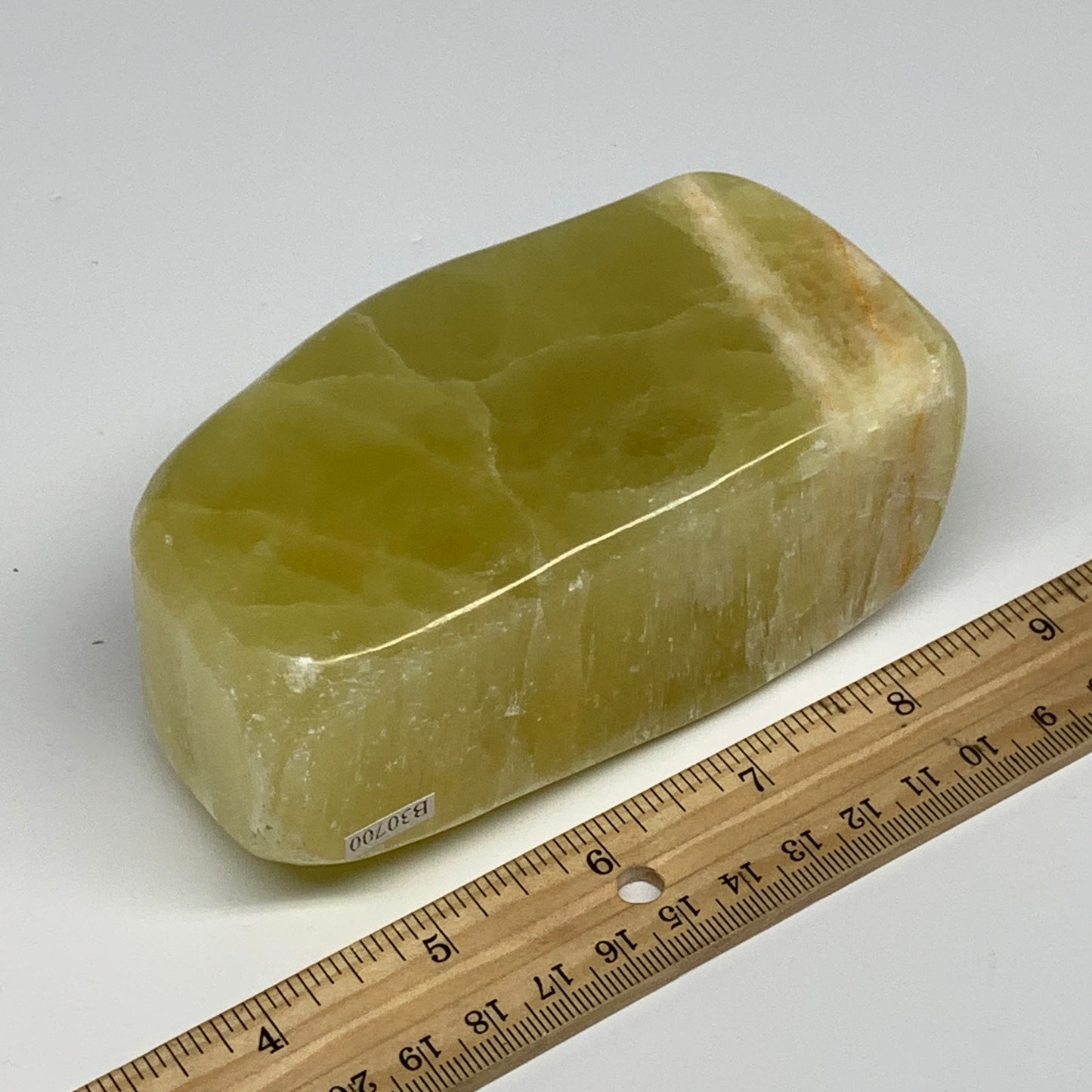 1.88 lbs, 4.5"x2.5"x1.8", Natural Lemon Calcite Freeform Polished @Pakistan, B30