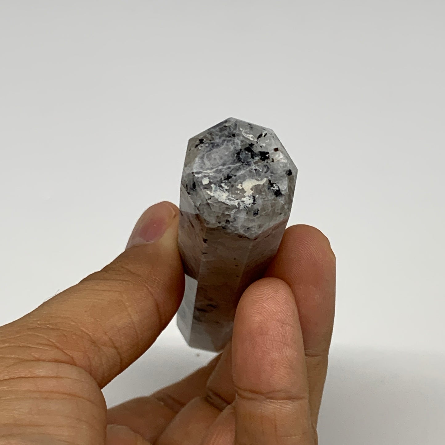 78.1g, 4"x0.8", Rainbow Moonstone Tower Obelisk Point Crystal @India, B29257