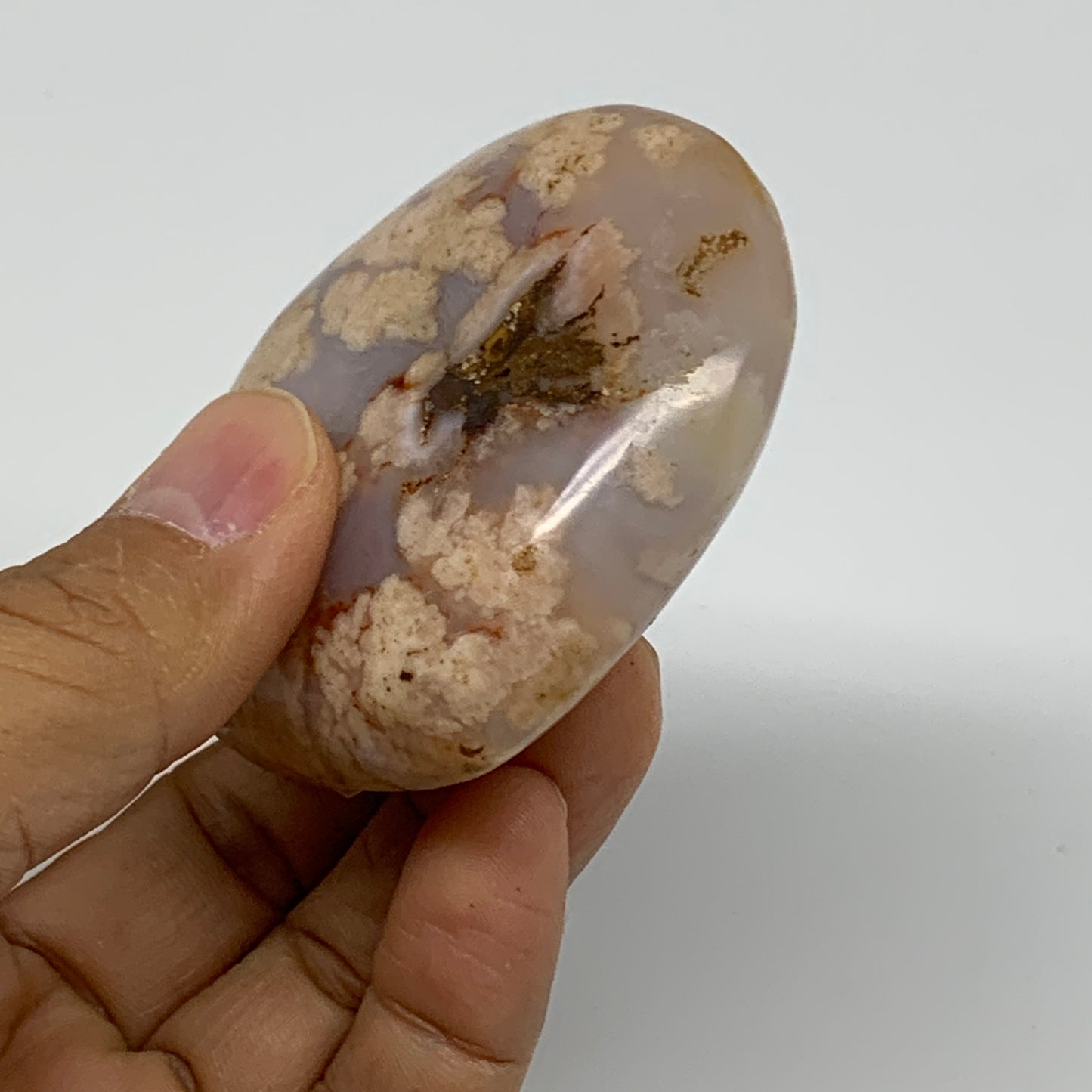 0.28 lbs, 2.3"x2.6"x1.1", Cherry Blossom Flower Agate Heart Crystal, B37157