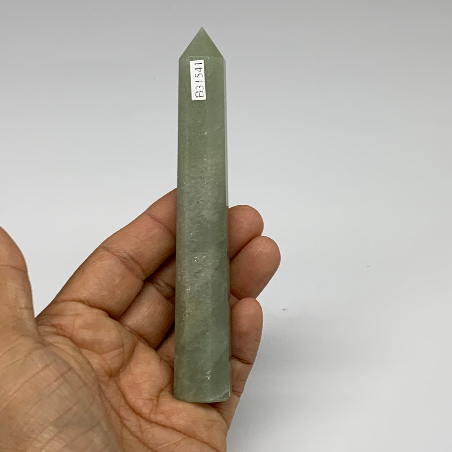 72.4g, 4.9"x0.7", Green Aventurine Tower Obelisk Point Crystal @India,B31541