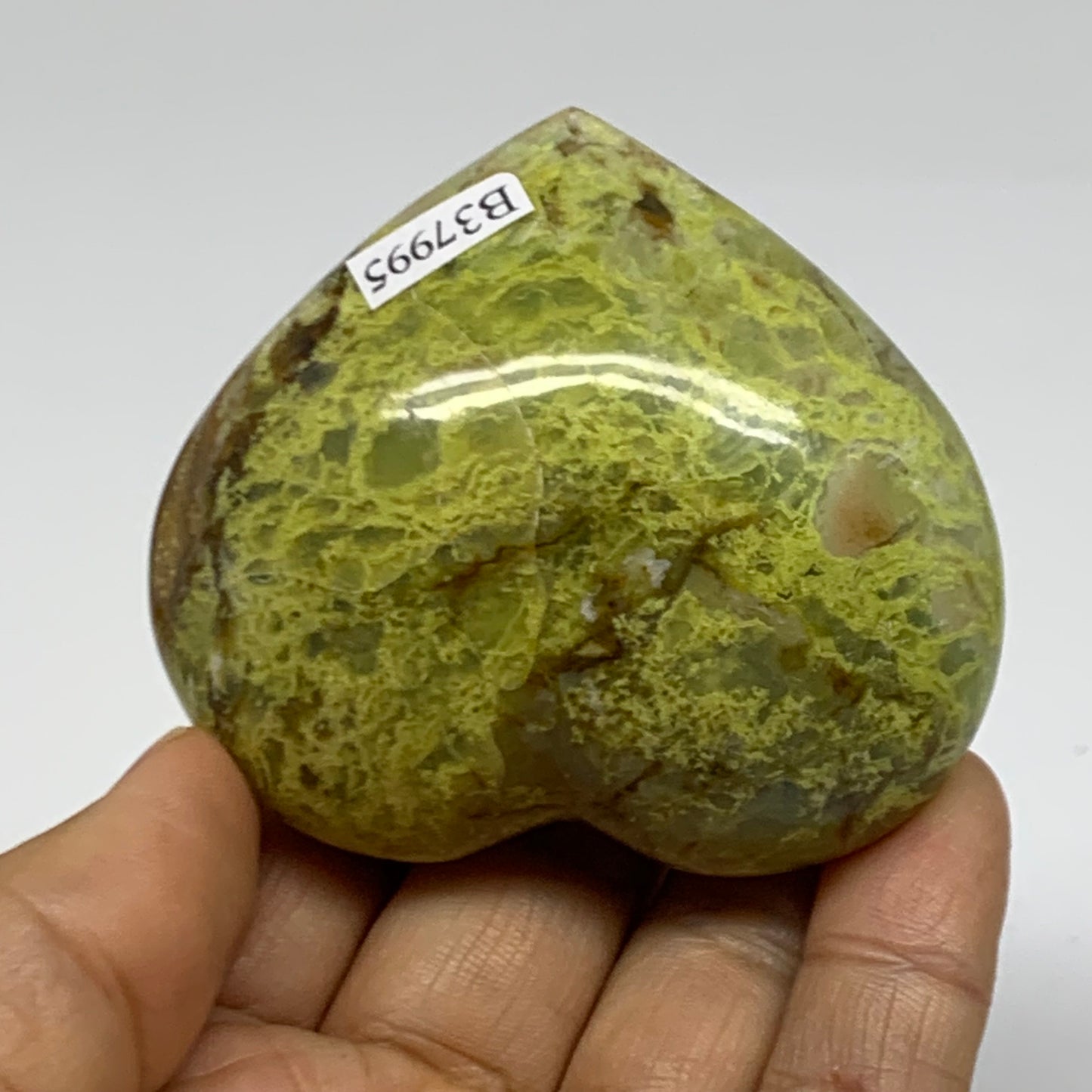 0.24 lbs, 2.3"x2.6"x1.2", Green Opal Heart Polished Gemstone Crystal, B37995