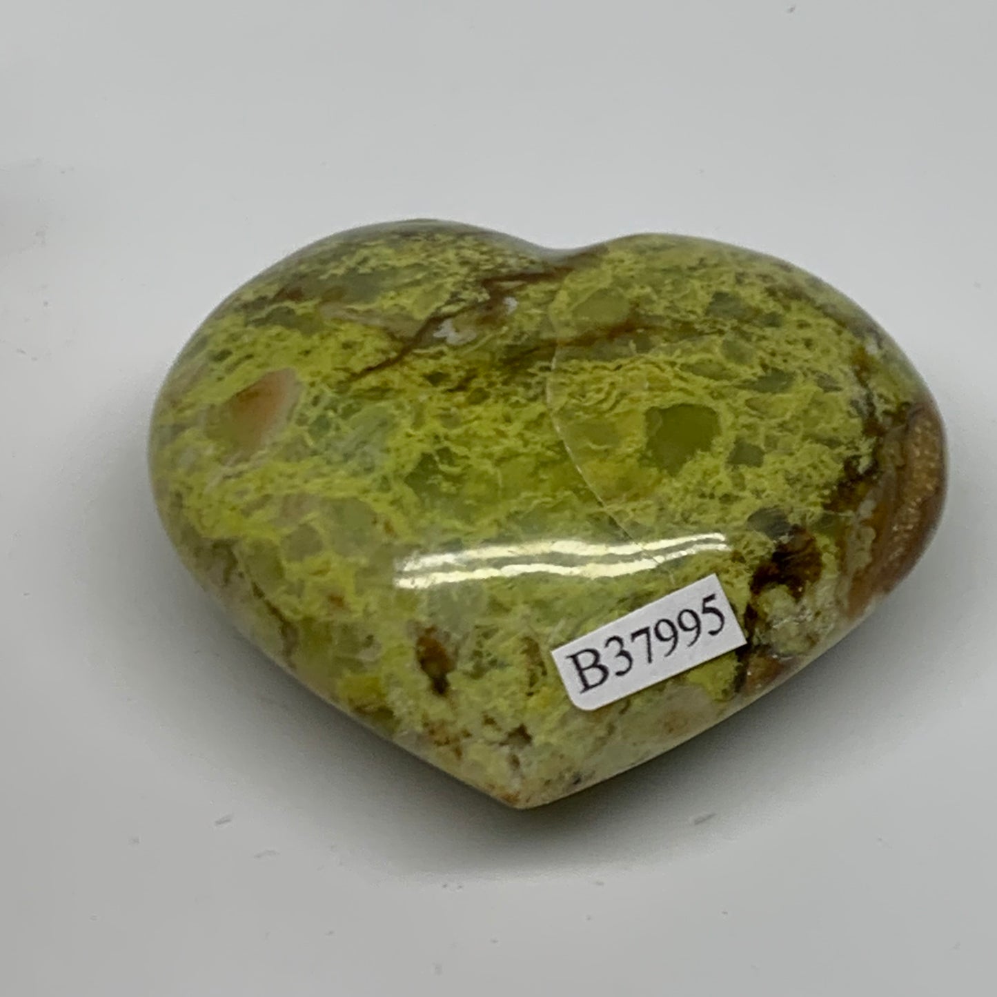 0.24 lbs, 2.3"x2.6"x1.2", Green Opal Heart Polished Gemstone Crystal, B37995