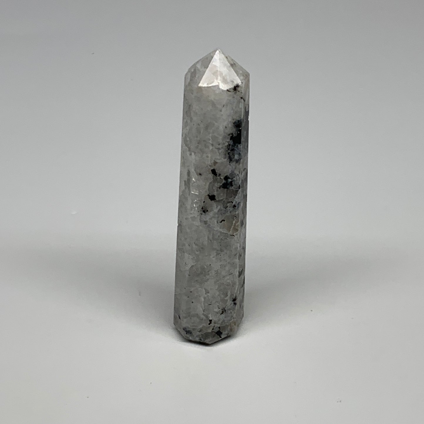 78.1g, 4"x0.8", Rainbow Moonstone Tower Obelisk Point Crystal @India, B29257