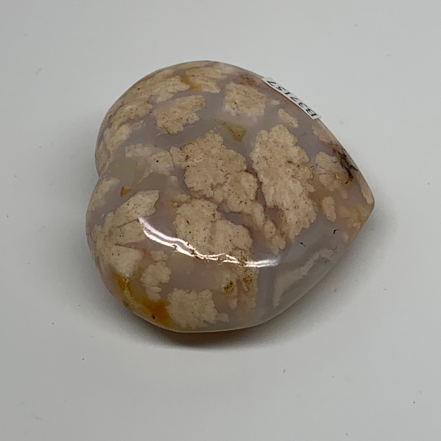 0.28 lbs, 2.3"x2.6"x1.1", Cherry Blossom Flower Agate Heart Crystal, B37157