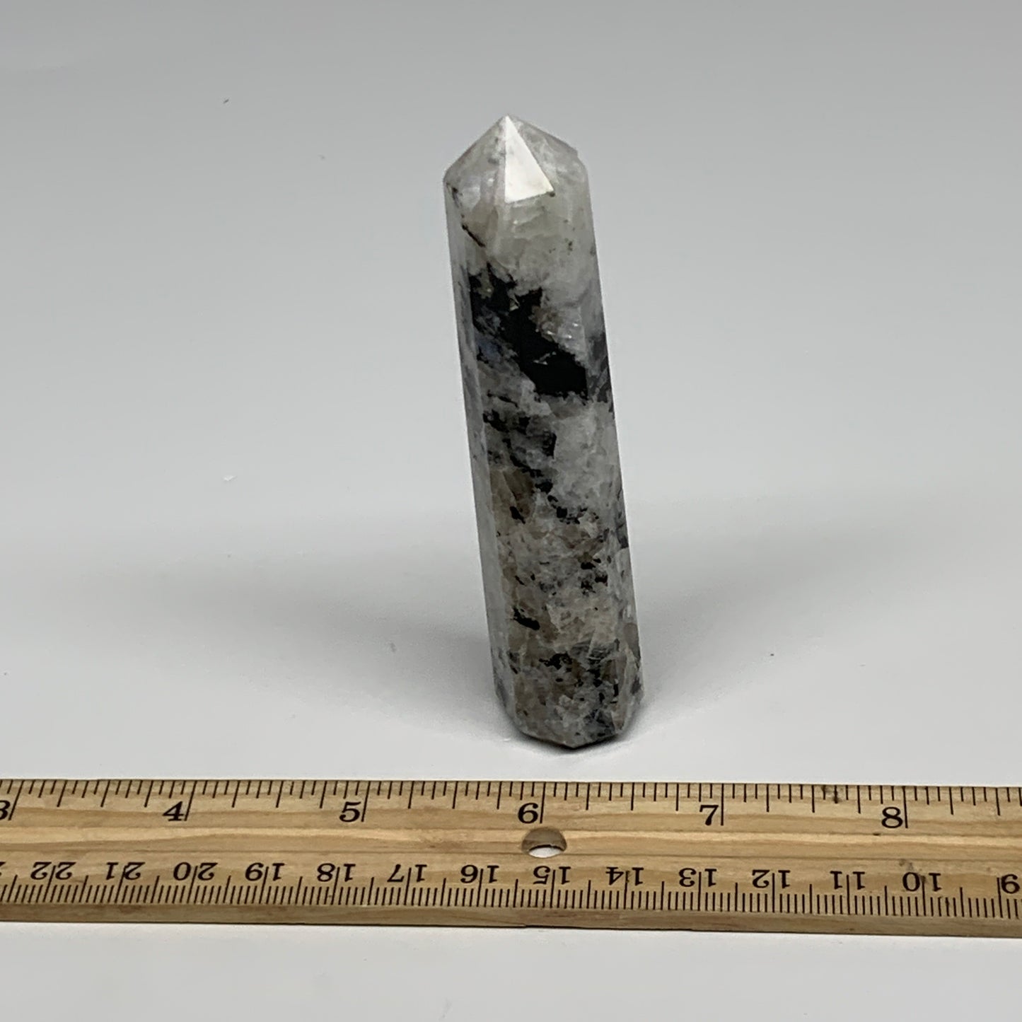 78.1g, 4"x0.8", Rainbow Moonstone Tower Obelisk Point Crystal @India, B29257