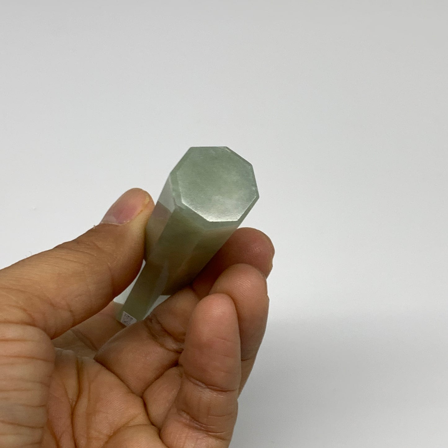 72.4g, 4.9"x0.7", Green Aventurine Tower Obelisk Point Crystal @India,B31541