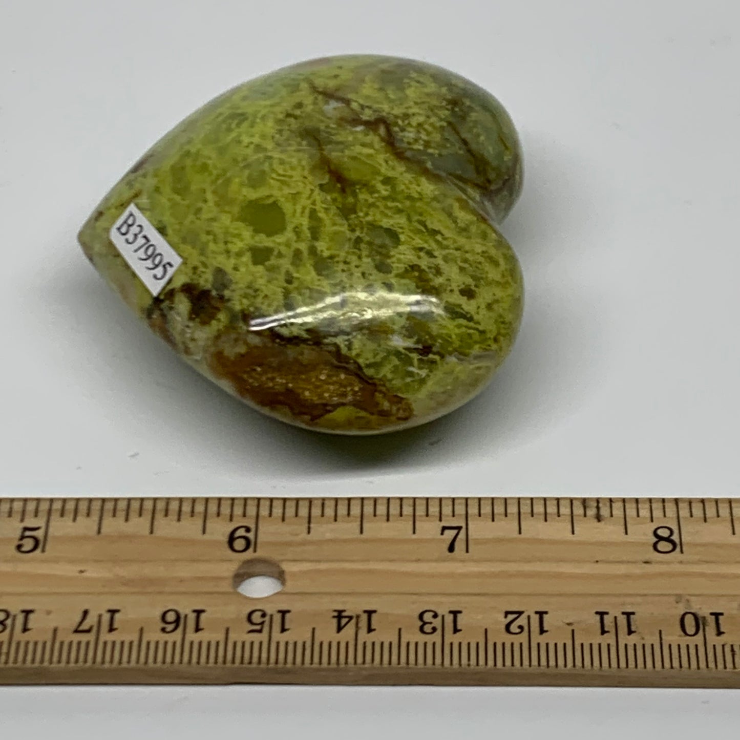 0.24 lbs, 2.3"x2.6"x1.2", Green Opal Heart Polished Gemstone Crystal, B37995