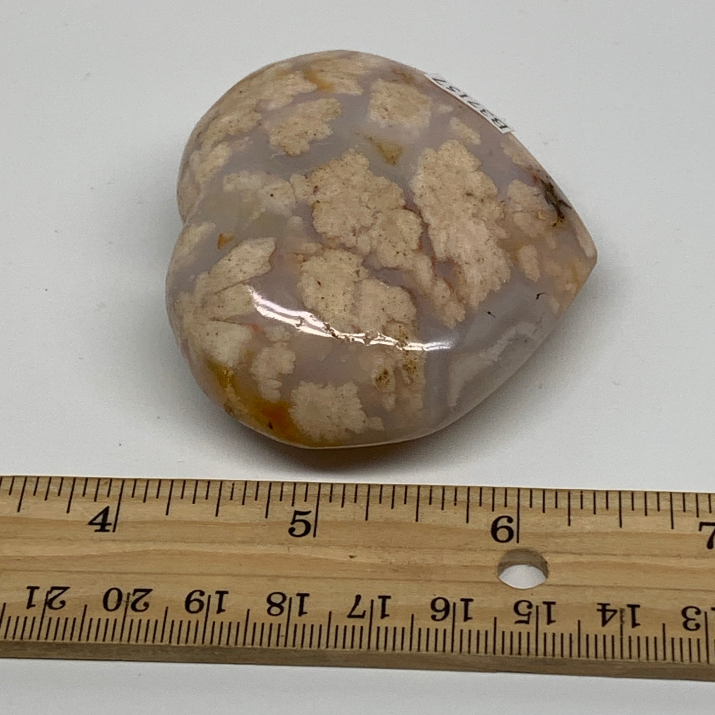 0.28 lbs, 2.3"x2.6"x1.1", Cherry Blossom Flower Agate Heart Crystal, B37157