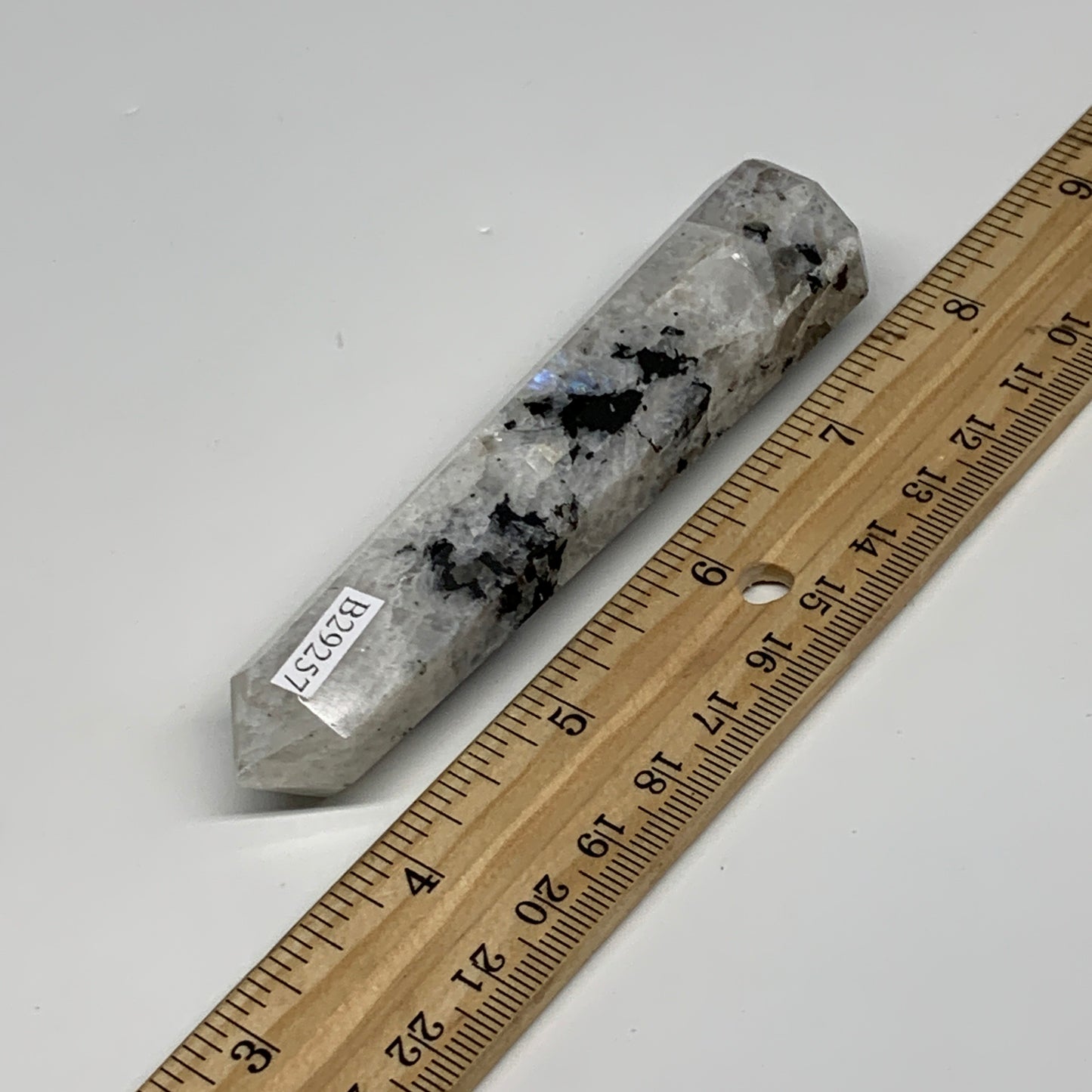 78.1g, 4"x0.8", Rainbow Moonstone Tower Obelisk Point Crystal @India, B29257