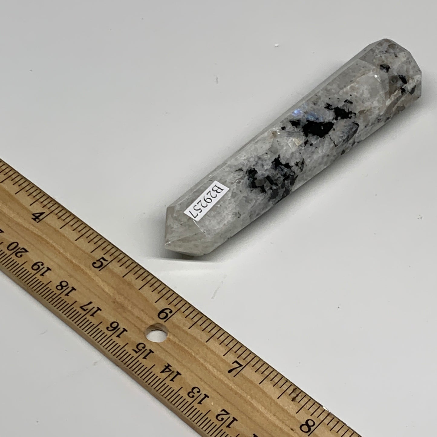 78.1g, 4"x0.8", Rainbow Moonstone Tower Obelisk Point Crystal @India, B29257