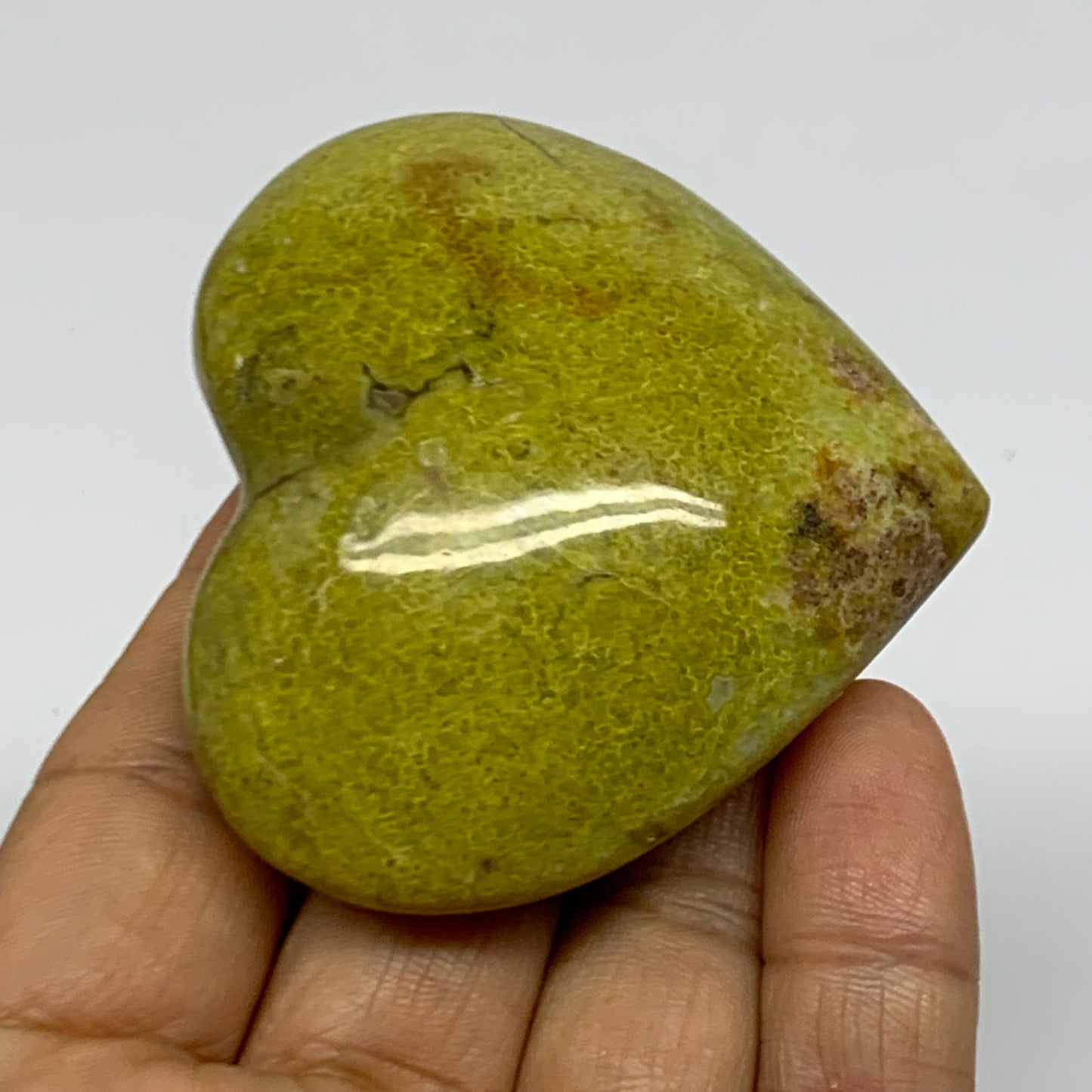 0.19 lbs, 2.2"x2.4"x1", Green Opal Heart Polished Gemstone Crystal, B37996