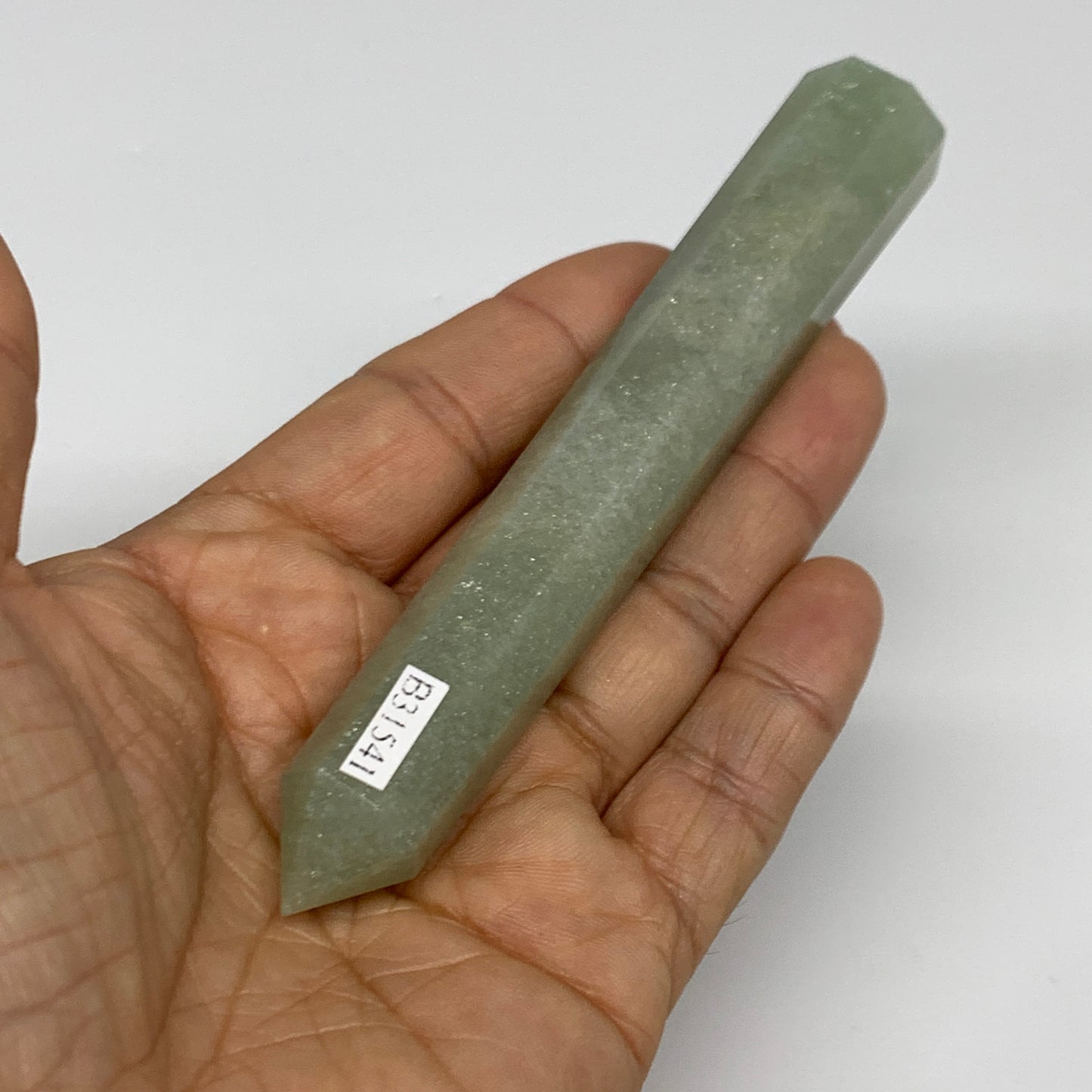 72.4g, 4.9"x0.7", Green Aventurine Tower Obelisk Point Crystal @India,B31541