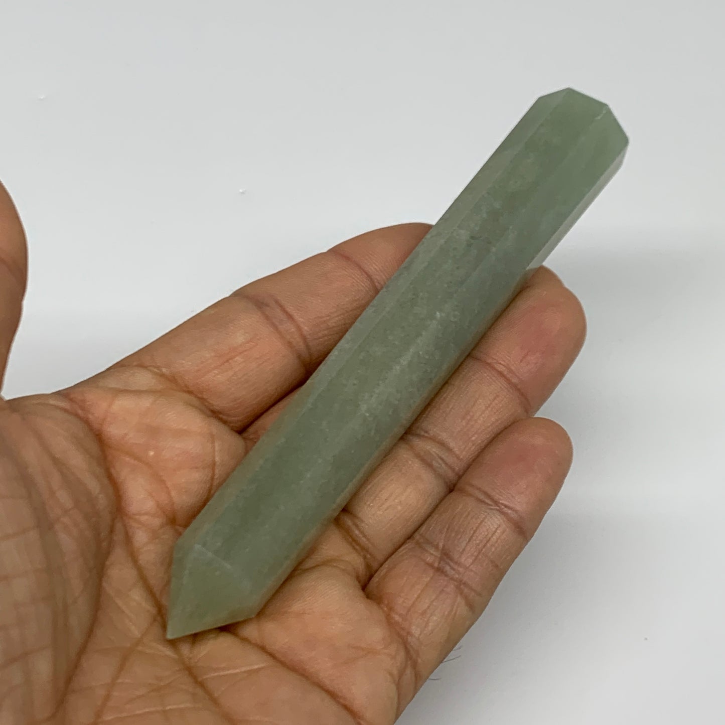 72.4g, 4.9"x0.7", Green Aventurine Tower Obelisk Point Crystal @India,B31541