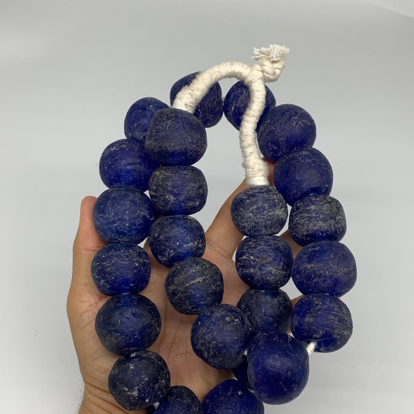 2.08 lbs, 24mm-30mm, 1 Strand, 25 beads, Blue Sea Glass Beads, B35663